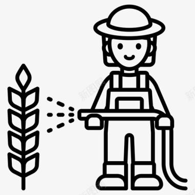 小麦种植农作物农民图标