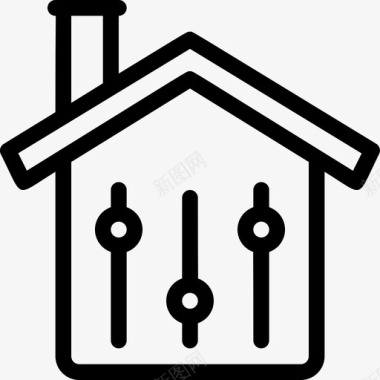 智能家居控制系统房屋建筑网络图标