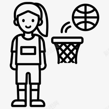 创意篮球运动员篮球篮球场篮球圈图标