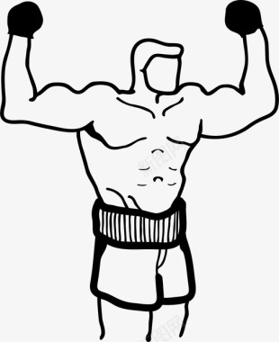 三面肌肉冠军健美运动员拳击手图标