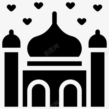 恋爱中的清真寺建筑婚姻图标