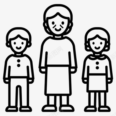 孩子的腿祖母和孩子老人家庭图标