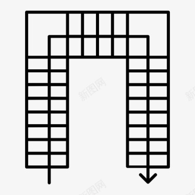 建筑符号台阶u形楼梯图标