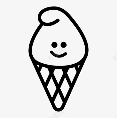 华美术字快乐冰淇淋甜点冷冻甜点图标