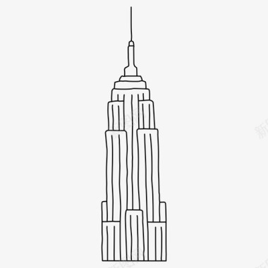 相框素描帝国大厦手绘纽约图标