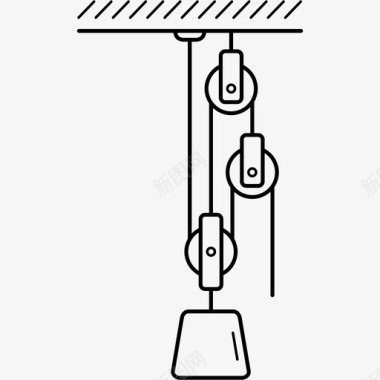 滑轮滑复合滑轮机械物理图标