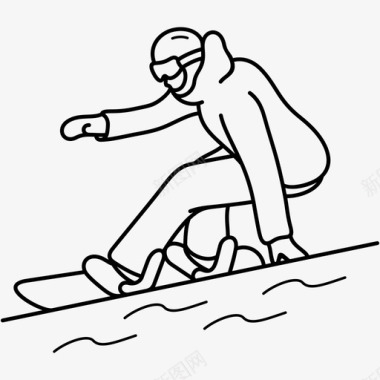 滑雪板积极休闲极限运动图标