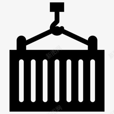 中秋节包装素材货物集装箱起重机图标