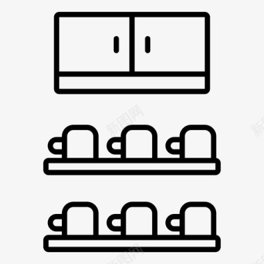 厨房实用架子咖啡馆咖啡杯橱柜图标