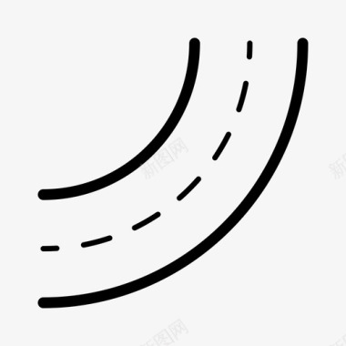 保龄球道路标志大曲线街道线性路径图标