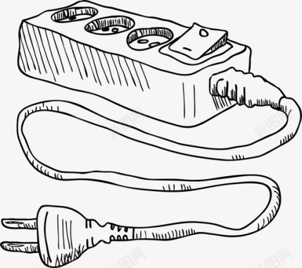 矢量连接器电源板连接器涂鸦图标