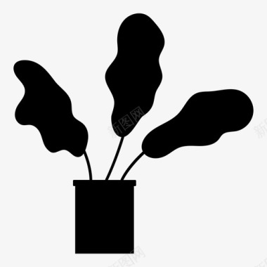 热带植物叶盆栽图标