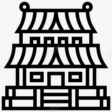 古代建筑线描京冈宫古代建筑图标