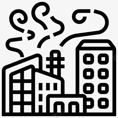 空气污染城市环境图标