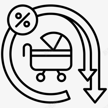 低至七折低出生率出生率人口统计学图标