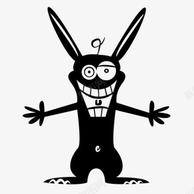 疯狂的兔子卡通有趣图标