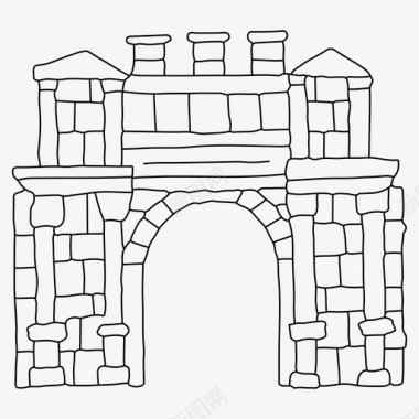 阿尔及利亚杰米拉古城遗址拱门建筑图标