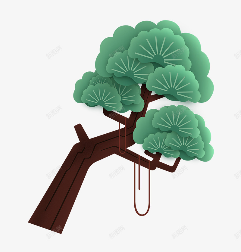 松树国潮风png免抠素材_88icon https://88icon.com 松树 国潮
