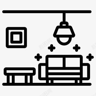 宽敞的客厅装修室内灯具图标