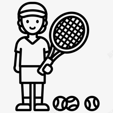 网球拍网球运动员球运动图标