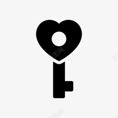 心形符号钥匙心形锁图标
