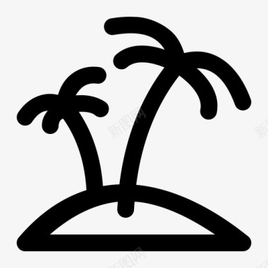 棕榈树海滩夏天图标
