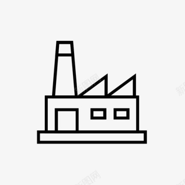 博物馆线条建筑工厂建筑城市图标
