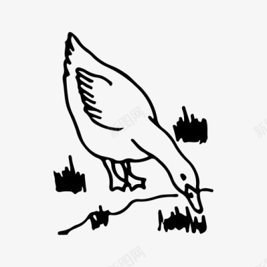 手绘卡通鸟鸭动物鸟图标