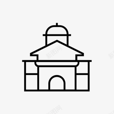 博物馆线条建筑政府建筑城市图标