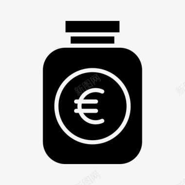 猪钱罐钱罐货币欧元图标