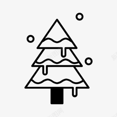 覆盖雪的树冬季树与雪圣诞节假期图标