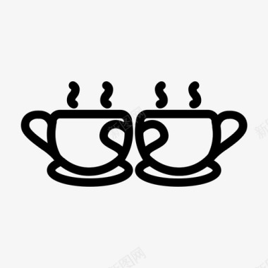 咖啡情侣杯子心图标