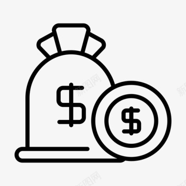 用麻袋逃跑资金现金美元图标