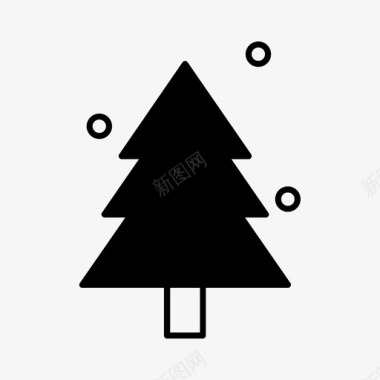 冬季树与雪圣诞节假期图标