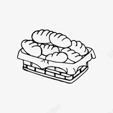 手绘本面包篮子食物图标