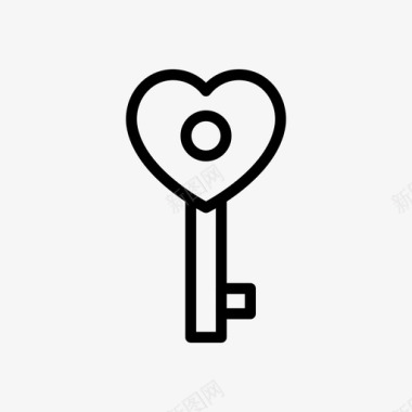 心形符号钥匙心形锁图标