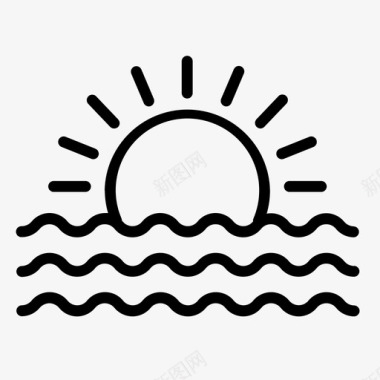 太阳和海浪海滩海洋图标