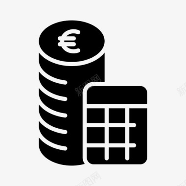 火焰欧元图标货币计算器硬币图标