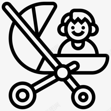 婴儿红婴儿车童车马车图标