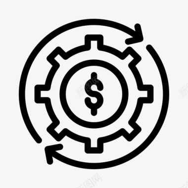 齿轮标志设置配置美元图标