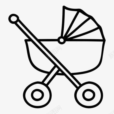 绿色婴儿推车婴儿推车拉手图标
