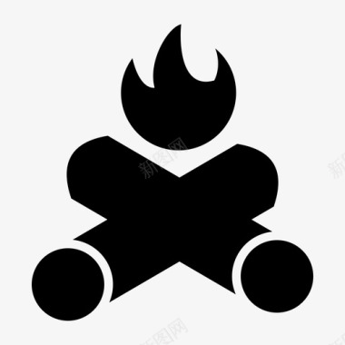 柴火烟熏柴火篝火营火图标
