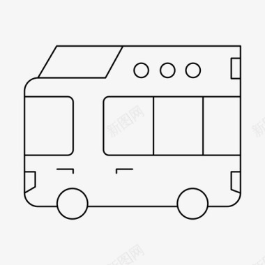 公共标识红公共汽车汽车细线图标