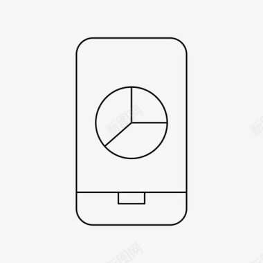 手机图灰色饼图分析数据图标