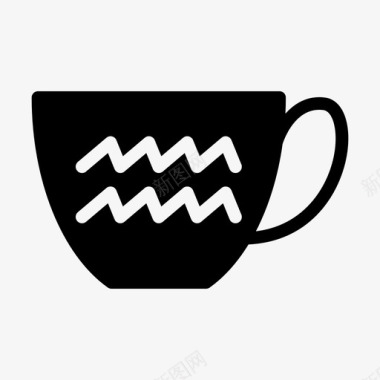 太极图案杯子宝瓶座占星术图标