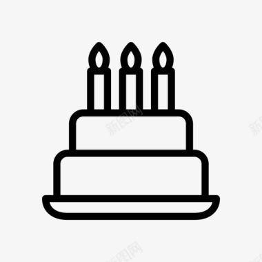 手绘蜡烛蛋糕蛋糕面包房生日图标