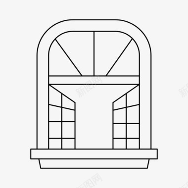 传统建筑窗窗建筑框架图标