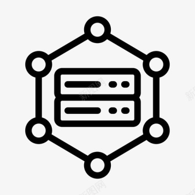 技术共享连接数据中心数据库图标
