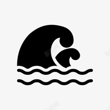 水波浪海啸灾难水图标