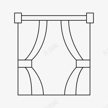 四角窗帘窗帘装饰面料图标
